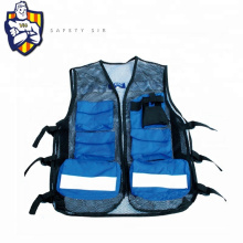 Productos de fábrica ANSI y EN20471 chaleco de pesca estándar, chaleco reflectante con bolsillos, tela color se puede personalizar